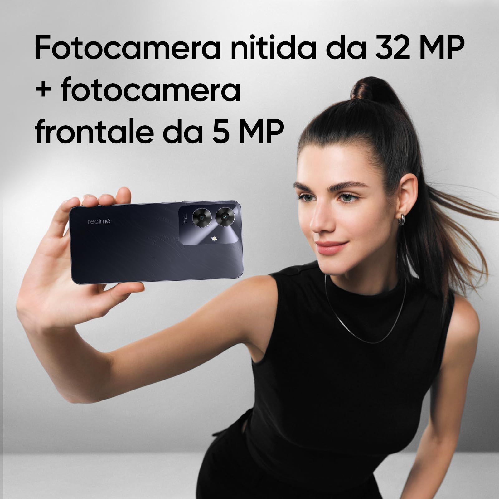 realme Note 60 Smartphone Android, 4G Telefono Cellulare Dual SIM, 90Hz Display LCD da 6.74", 6GB RAM 128GB ROM, Batteria da 5000 mAh, 32MP Fotocamera chiara, Nero, senza Adattatore