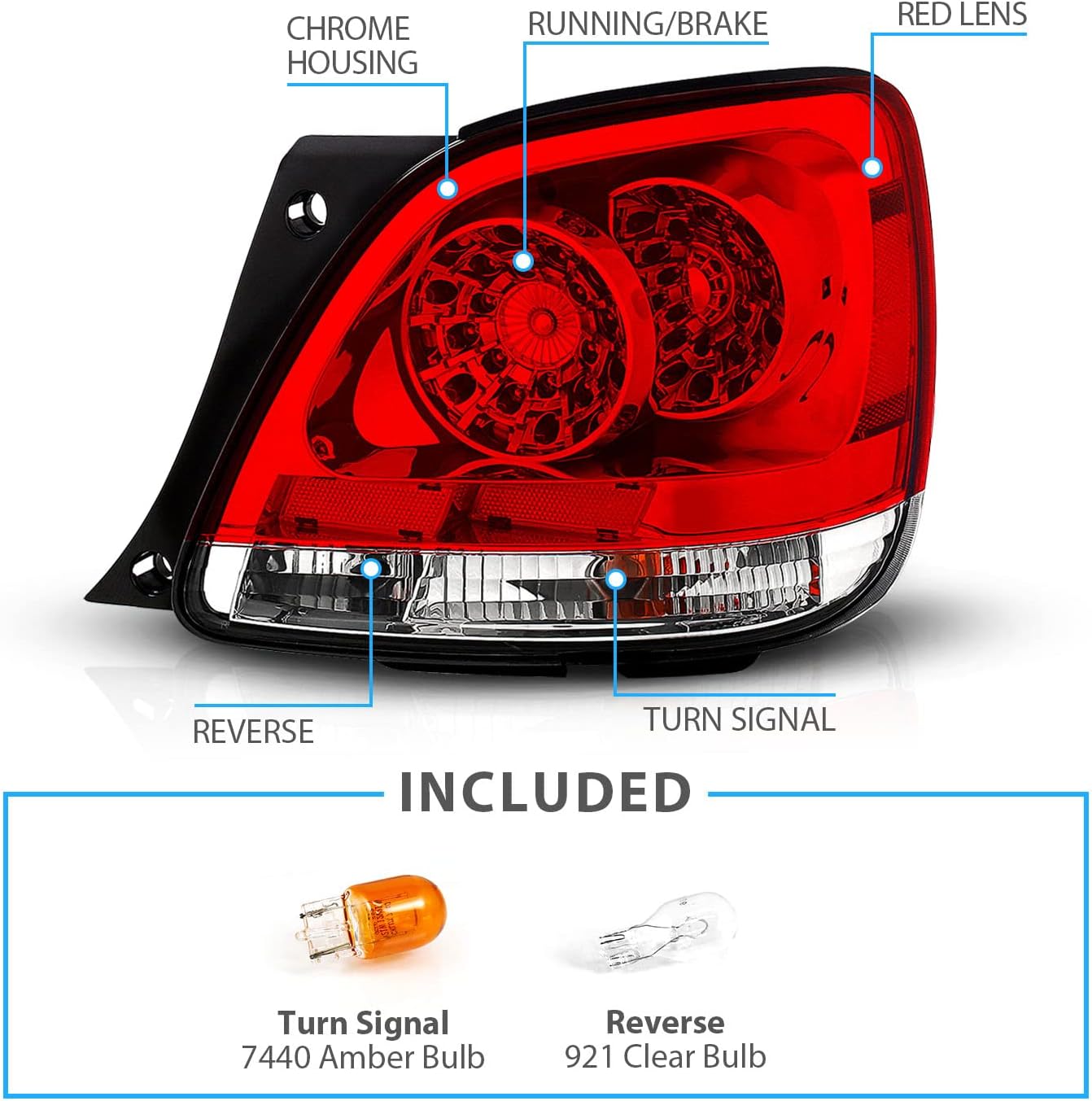 AmeriLite L.E.D Taillights Red/Clear for Lexus GS300/400/430 - Passenger and Driver Side