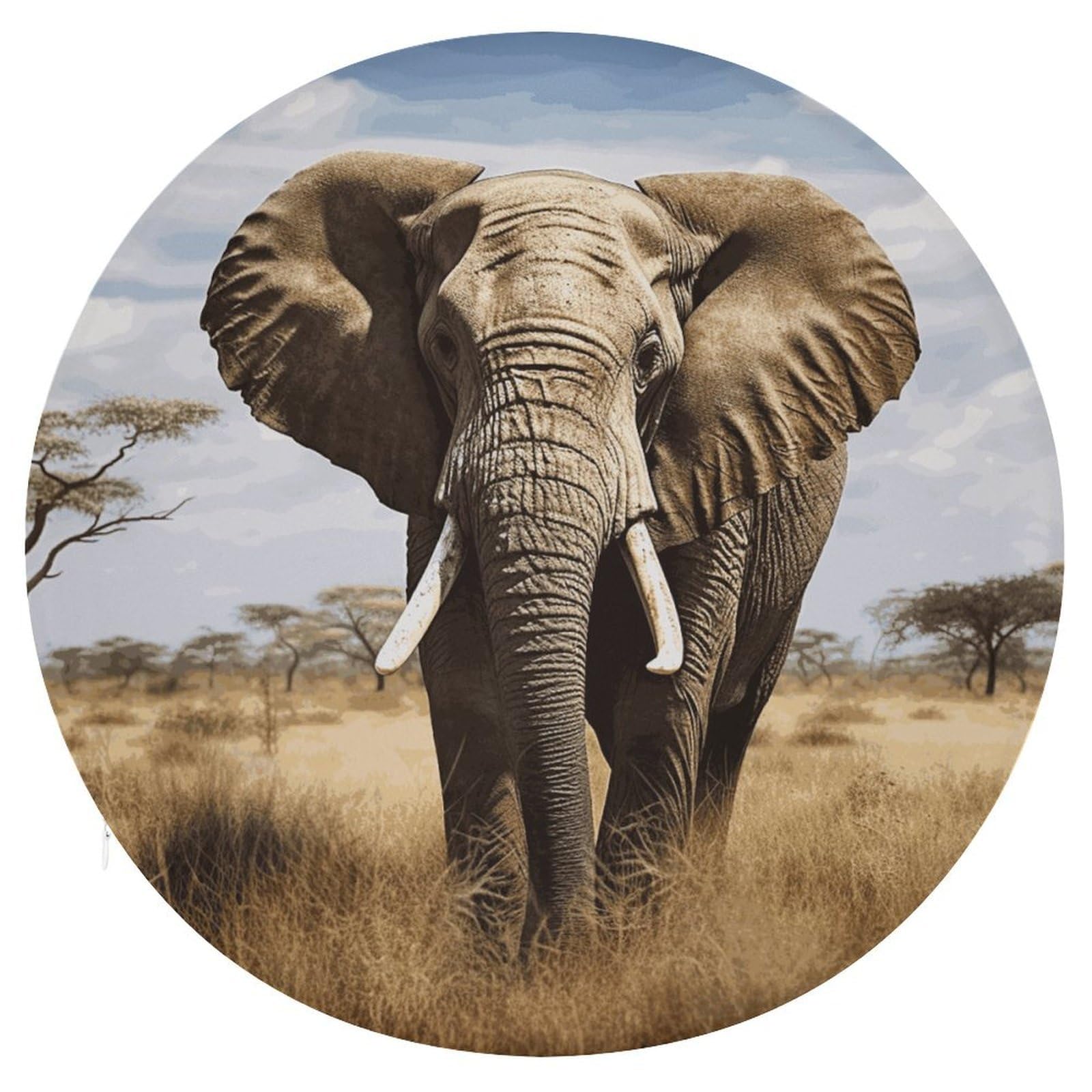 FekiLoot Elephant Seat Cushion Comfort Memory Foam Seat Cushion Chair Pad Soft Round Stool Cushion Chair Cushion Removable Washable Cover for Home Office Outdoor Bistro 15.35 Inch