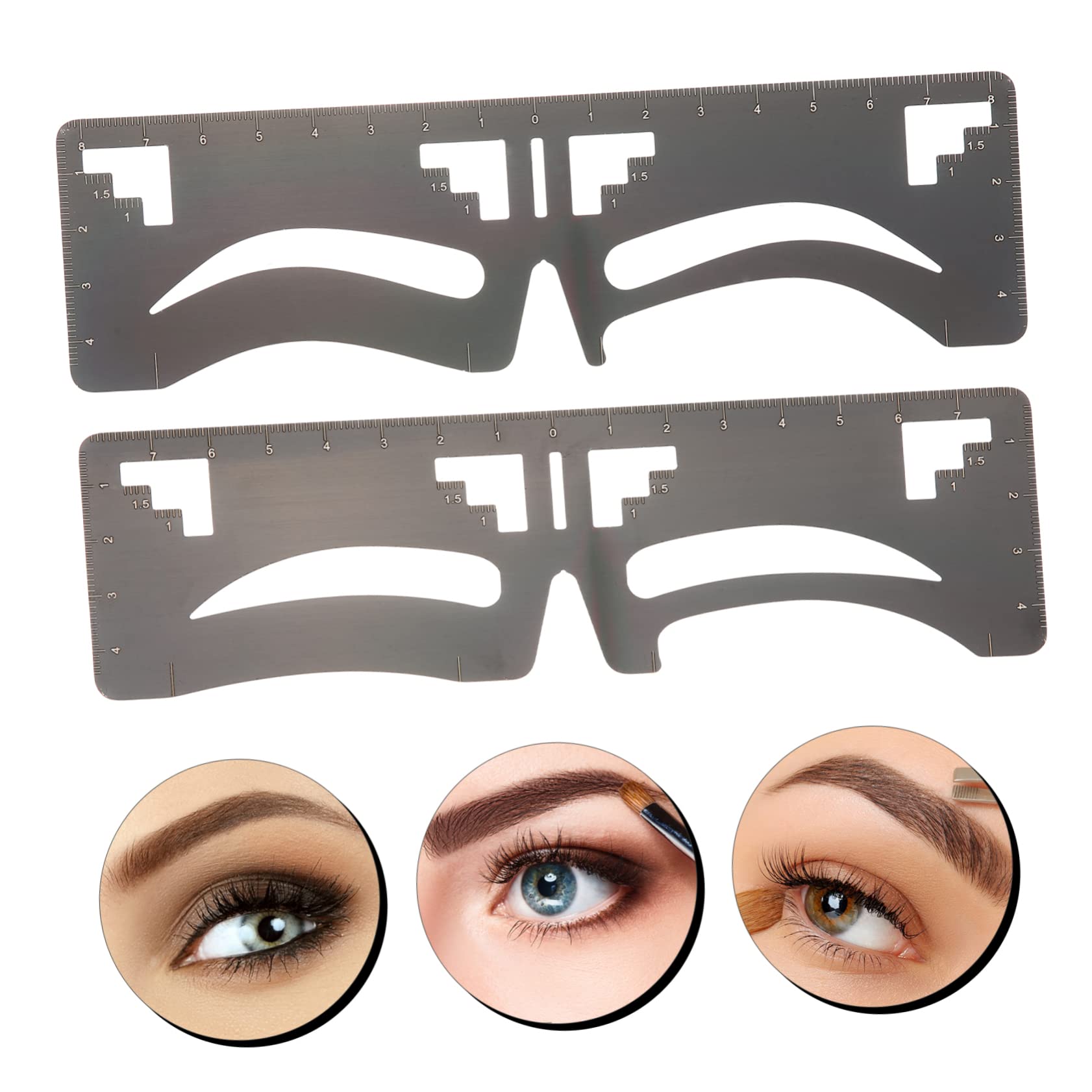 WOONEKY 3 Set Di Stencil Per Sopracciglia Flessibili Righello Per Misurare Le Forme Strumento Essenziale Per Il Trucco Per Donne E Ragazze 2 Pezzi * 3