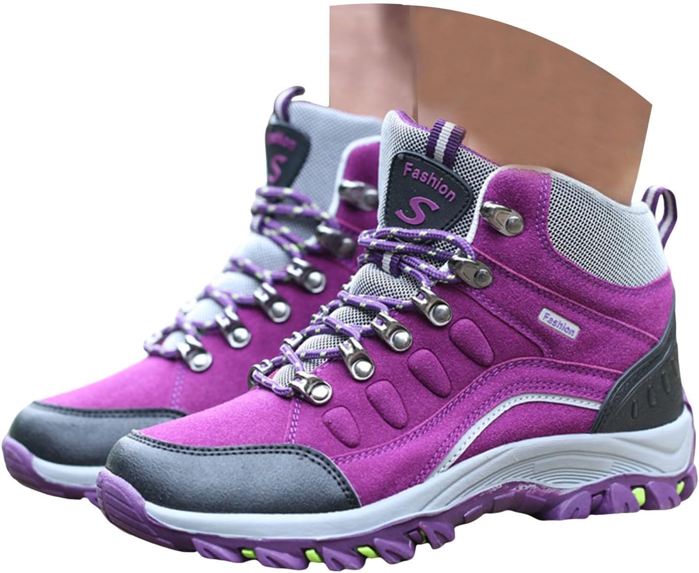 Women's Warm Hiking Boots with Slip-Resistant Outdoor Sole Round Toe Lace-Up Trekking Shoes for Women Versatile All-Terrain Boots Perfect for Walking Light Hiking and Winter Outdoor Activities