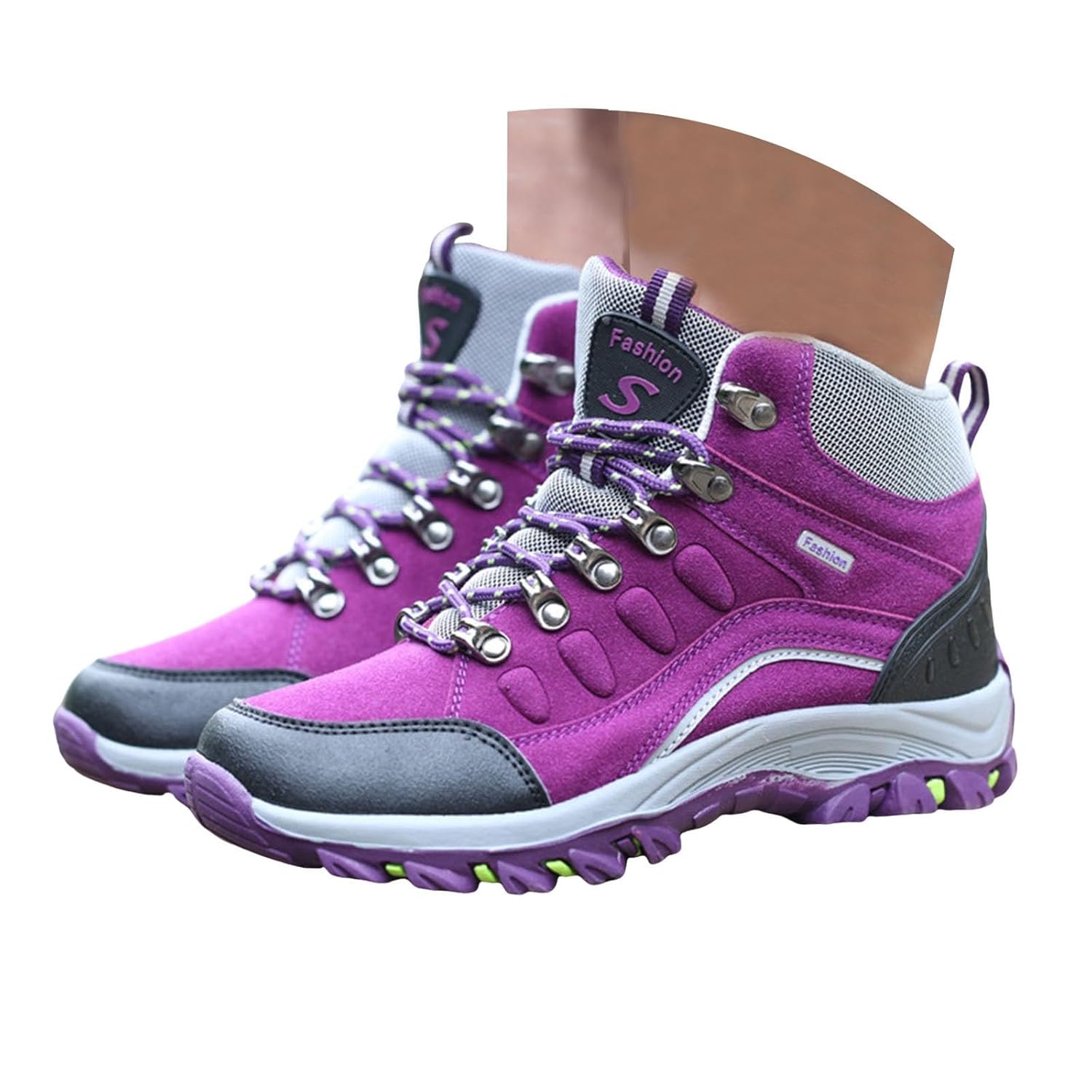 ZSpzx Women Winter Ankle Boots Lace up Platforms Combat Booties Chunky Heels Round Toe Anti-Slip Arch Support Mesh