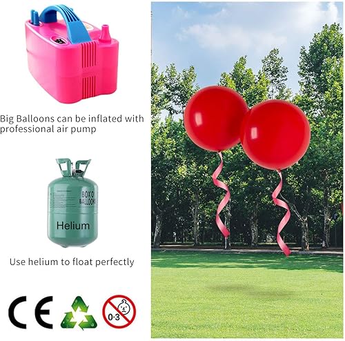 Miniatura 4 de Globos redondos gigantes de 36 pulgadas, color rojo, paquete de 6 globos de látex para sesiones de fotos, bodas, baby shower, decoraciones de fiesta