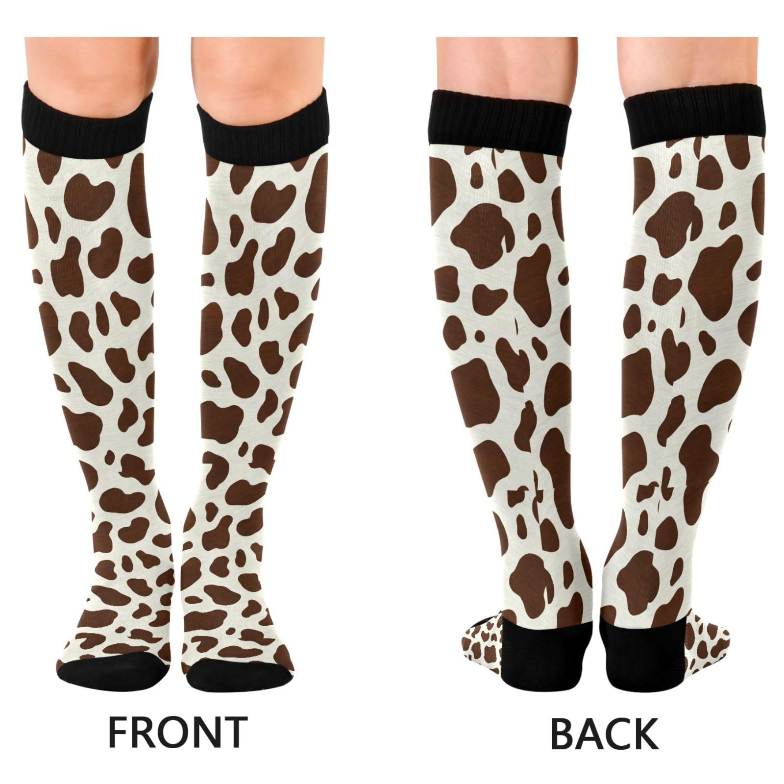 GakkiGii Milk Cow Pattern Compression Socks for Women & Men – Knee High Support for Running, Nurses, Travel, Workout – 1 Pair