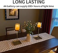 Vista 2 de Juego de 2 velas parpadeantes sin llama de 3 x 3 pulgadas, 2 pilas AA de duración de 600 horas, velas parpadeantes con temporizador, velas sin llama