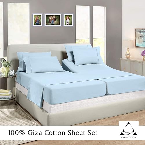 Miniatura 2 de Juego de sábanas divididas tamaño King para cama ajustable, sábanas de algodón Giza para cama ajustable Split King, juegos de sábanas Giza de 400