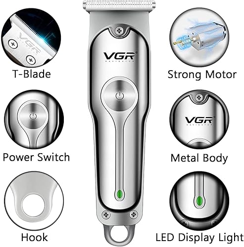 Miniatura 2 de Peluquería eléctrica, kit de recortadora de hoja en T de corte de cierre inalámbrico inalámbrico para la familia (plateado)