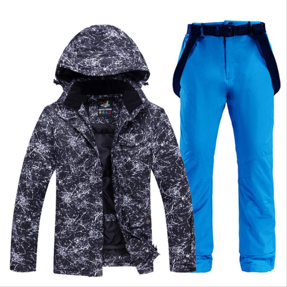 LJYNB -30 white Adult Ski Clothing Snowboarding sets waterproof windproof Breathable outdoor Snow suit jacket and belt pant Unsex M Jacket and Pant