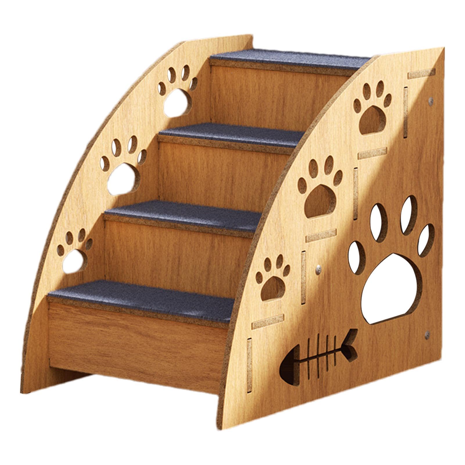 Scala per Gatti e Cani - Scaletta Alta in Legno Antiscivolo per Letto | Grande/Media/Piccola