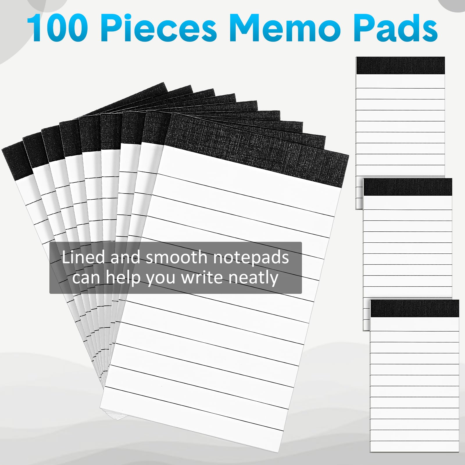 PerKoop Confezione da 100 piccoli blocchetti per appunti, 7,6 x 12,7 cm, mini blocchetti per appunti foderati con 30 fogli in ogni blocco note, per ufficio, università, forniture scolastiche