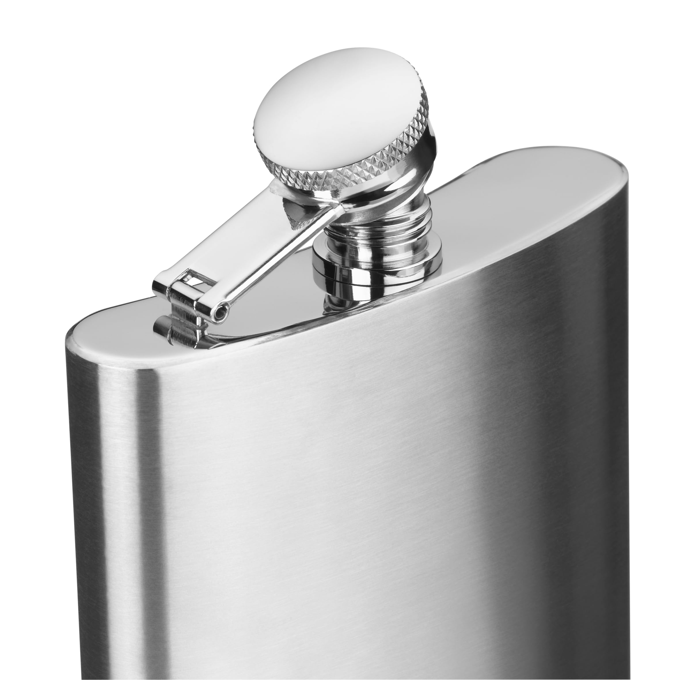 WMF Manhattan - Petaca de Acero Inoxidable 6 Piezas, Petaca de 200 ml, Embudo, estampador en estuche de cuero, Acero Inoxidable Cromargan Mate