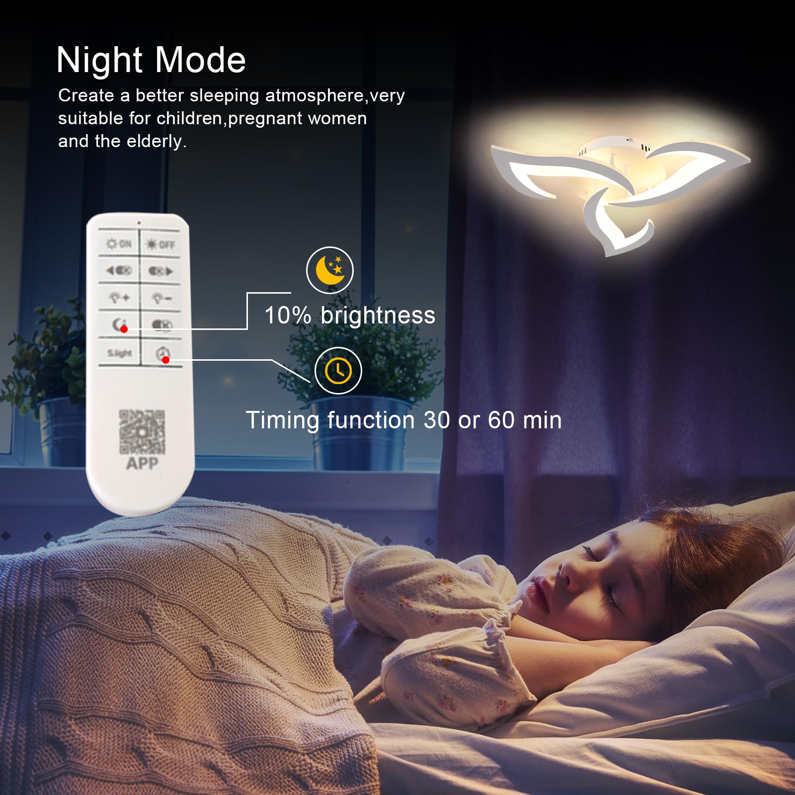 Comely Regulowany Plafon LED, Nowoczesna Akrylowa Lampa Sufitowa 35W 3937LM, 3000K-6500K, Oprawa Sufitowa Z Pilotem Do Sypialni Salonu, Średnica 58cm