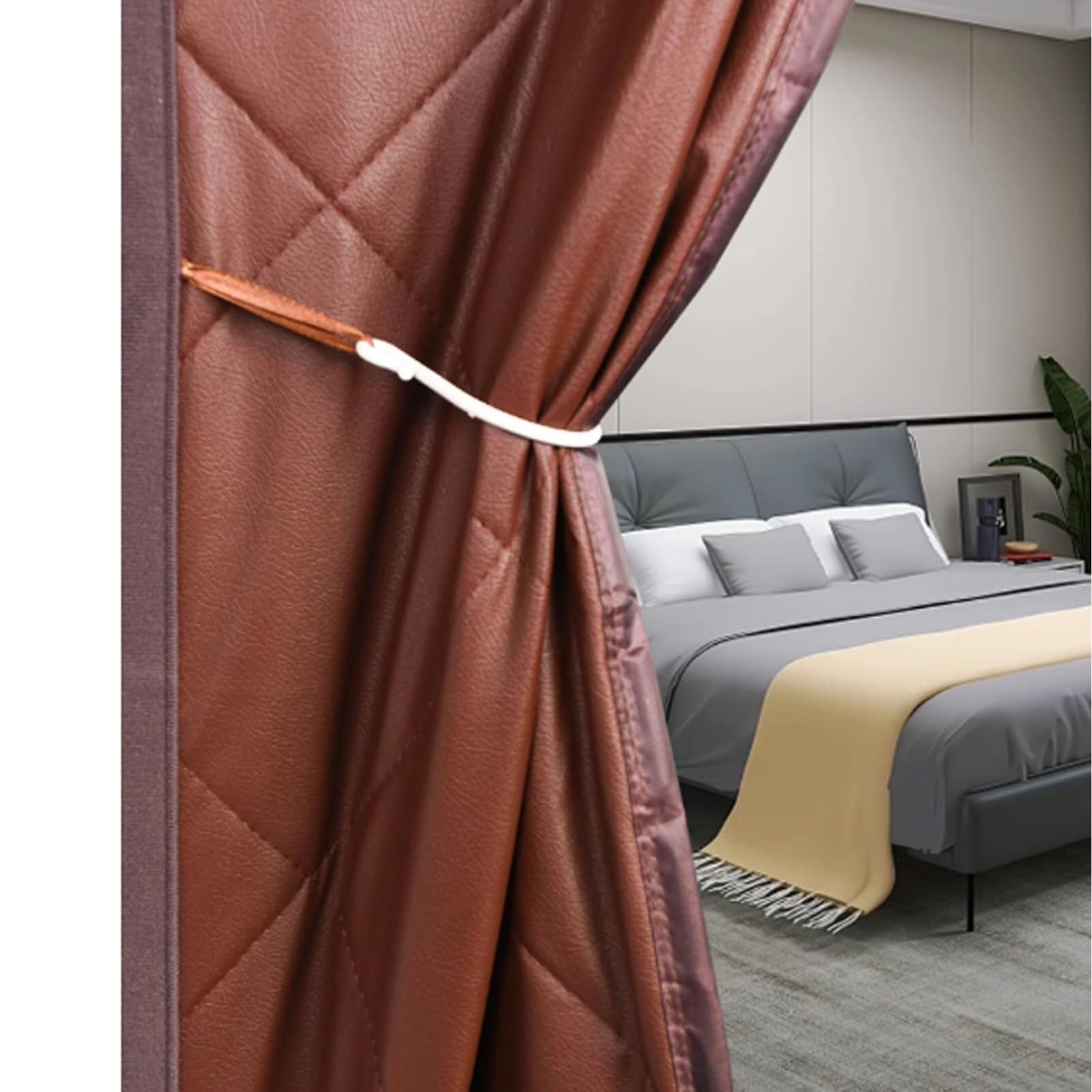 Tenda per porta con isolamento termico magnetico, copertura isolata antivento cotone poliestere caldo invernale, tenda d'ingresso insonorizzata(110x220cm)
