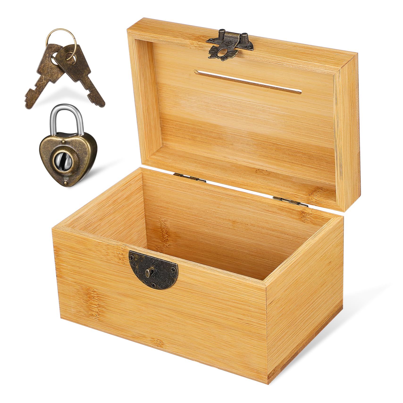 BESPORTBLE Caja De Almacenaje Vintage Cofre con Cerradura Estuche De Alcancía De Bambú
