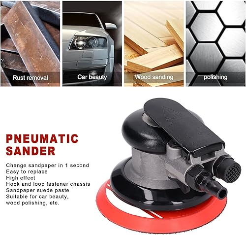 Miniatura 2 de Lijadora orbital aleatoria del aire 12000Rpm Lijadora neumática de la palma de la aleación de aluminio Lijadora del coche del aire