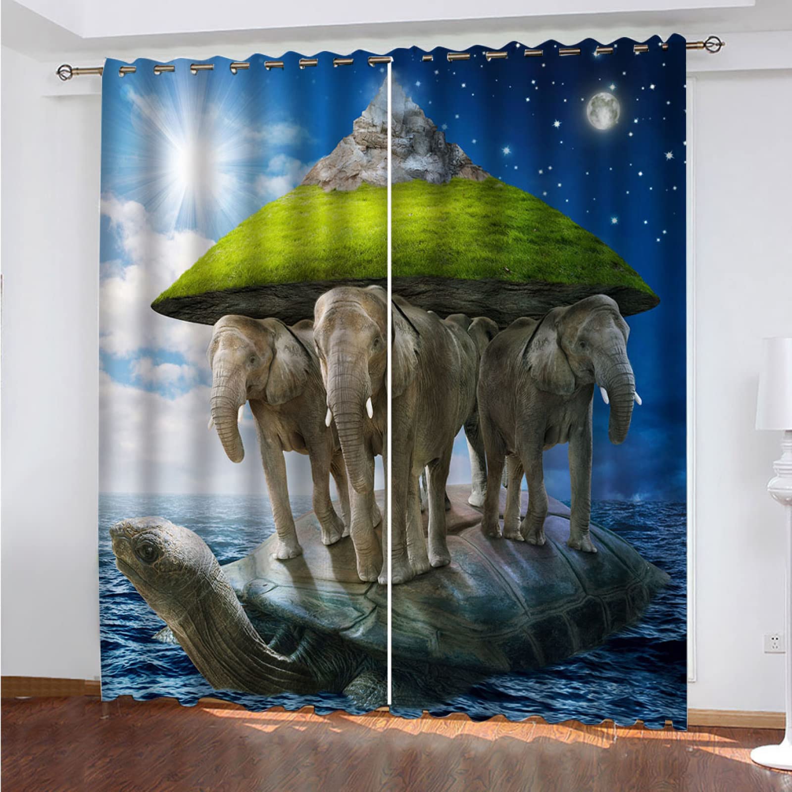 Tende Fiori Oscuranti per Interni per Camera da Letto con Occhielli, Tenda Termica Isolante Oscurante Vintage Stampa in 3D Tende per Soggiorno 2 Pezzi 117x230 cm