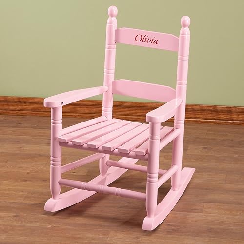 Miniatura 2 de Miles Kimball Mecedora infantil rosa personalizada - madera, fuente roja