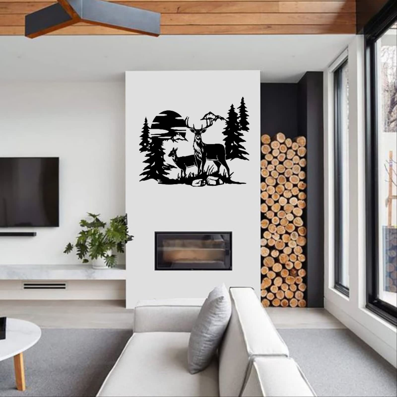 Décoration Murale Métal Cerf Bowarepro - 43x30cm Noir - Intérieur/Extérieur