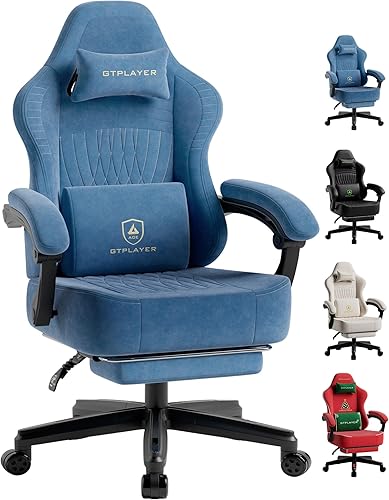 GTPLAYER Silla de juegos grande y alta con reposapiés  Silla reclinable ergonómica extra ancha para adultos, juego de silla de respaldo alto con