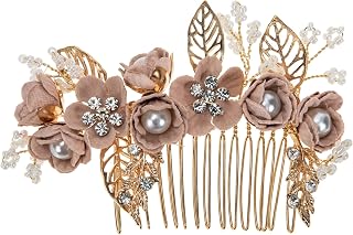 FRCOLOR Flor Cabelo Pente de Cabelo Nupcial Cabelo Do Lado Pente Strass Cristal de Cristal Pérola Inserir Pente Cabelo Grampos de Cabelo Para As Mulheres Meninas Prom Pão (Rosa)