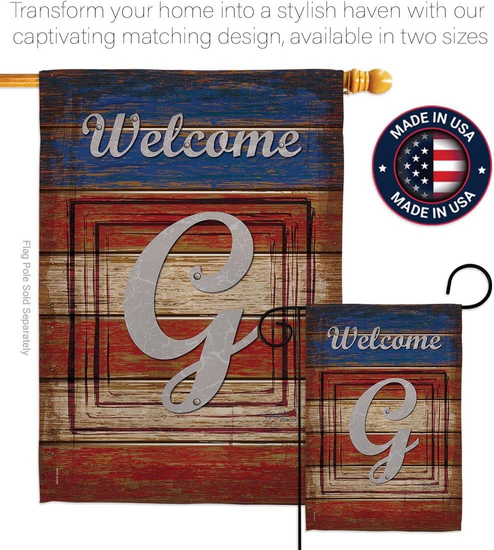 Breeze Decor G180111 Patriotic G Initial Americana Patriotic Impressions Decorative Vertical Garden Flag 13" x 18.5" Printed In USA Multi-Color