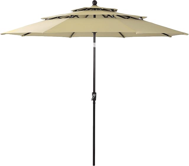 PHIVILLA Garden Parasol 3×2.5 M Garden Umbrella Sun Umbrella for Garden Revolve Handle UV 50+