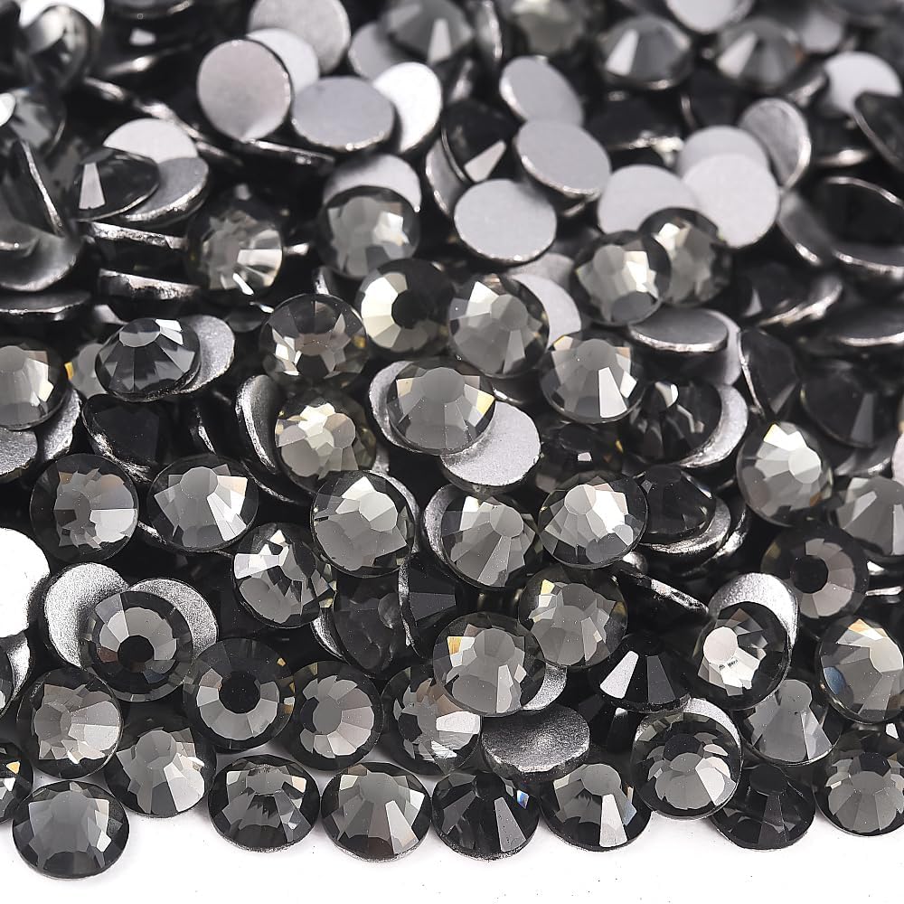 Glass Flatback Rhinestones for Crafting Black Diamond Mixed SS6-20 2880pcs