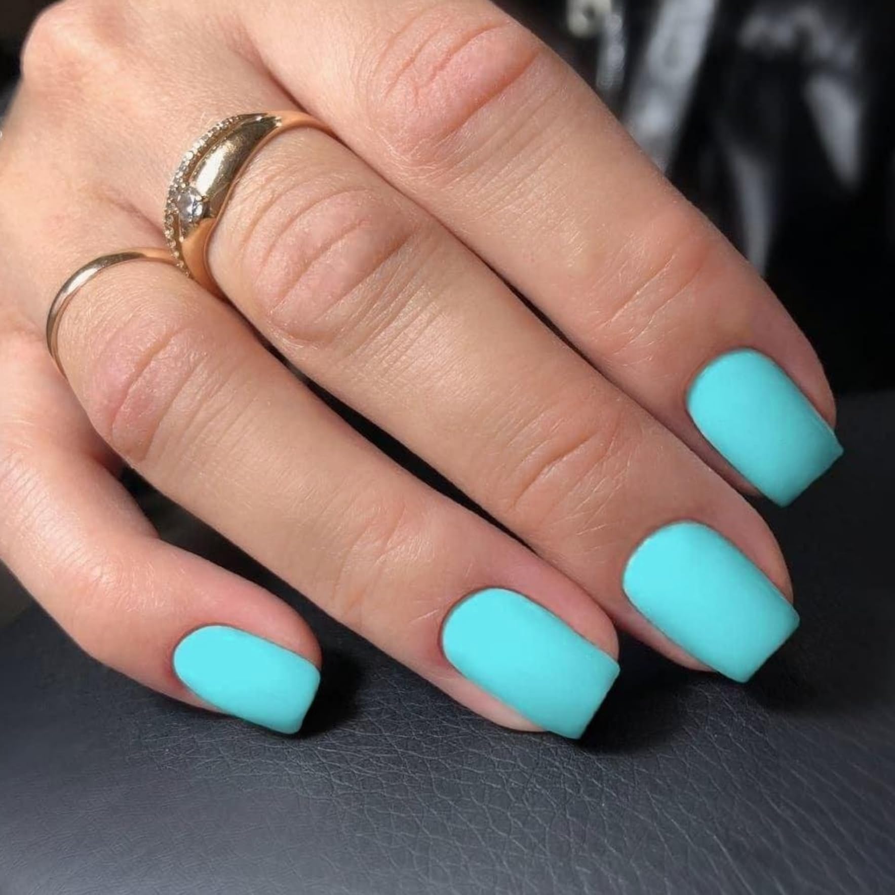 KQueenest Matte Teal Green Press on Nails Short Square, Short False Nails Coffin, Velvet Solid Burgundy Small Fake Nails Set - Image 3