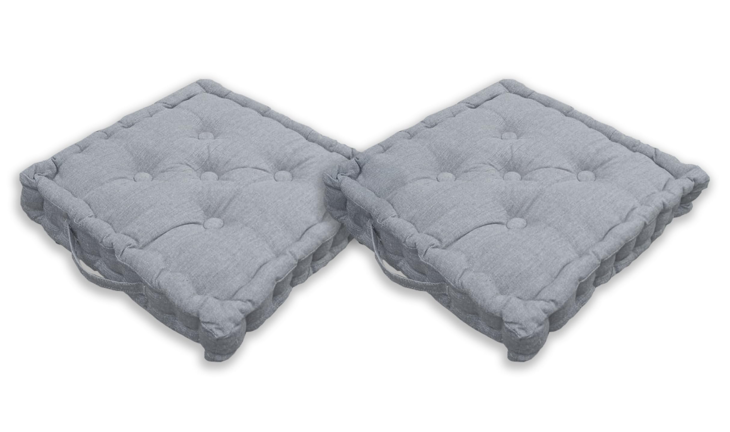 Set Di 4 Cuscini Per Sedie Con Lacci Antiscivolo, Sfoderabili, Imbottitura Inclusa, 45x45 Cm Con Bordi, Grigio Firenze, Per Interni Ed Esterni