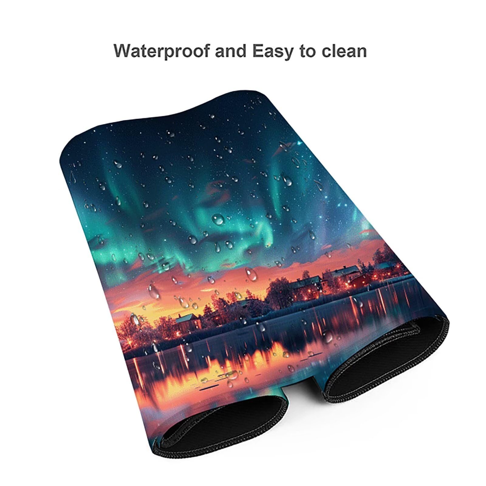 Aurora Alfombrilla Ratón Gaming XXL 1500x800 mm, Alfombrilla Gaming Verde Mousepad con Base de Goma Antideslizante, Impermeable Desk Mat para Teclado y Raton, Accesorios Gaming, Regalos de Hombre F-2