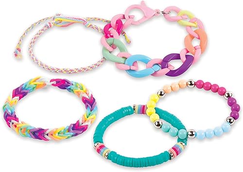 Miniatura 4 de Make it Real Torre de actividades 5 en 1, kit de fabricación de joyas con almacenamiento, cuentas Heishi, eslabones de plástico, mini bandas de