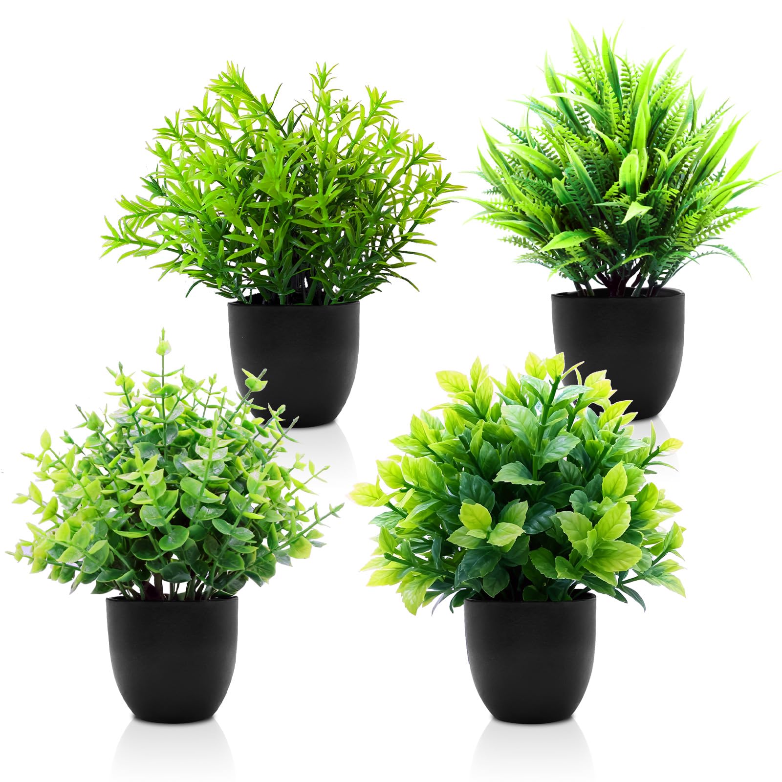 CHDITB Set 4 Piante Artificiali In Vaso – Eucalipto Finto E Verde – Dimensioni Varie 22-13 Cm – Per Casa, Ufficio, Bagno E Balcone - 3