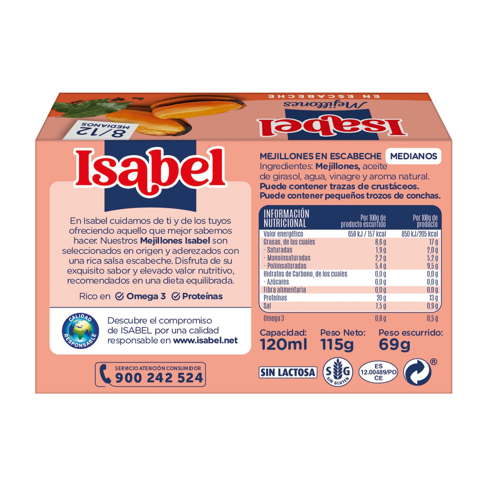Isabel Mejillones en Escabeche Pack 5 Latas 8-12