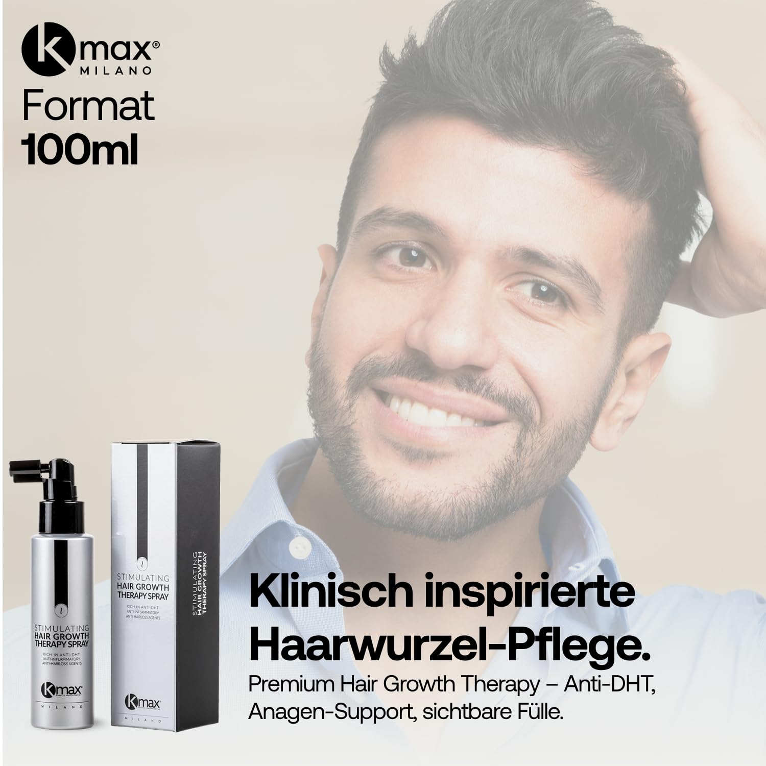 Kmax Stimulating Hair Growth Therapy Spray - Spray für Männer und Frauen mit Anti-DHT-Wirkung, Haarspray Lotion für Männer und Frauen - Größe 100 ml