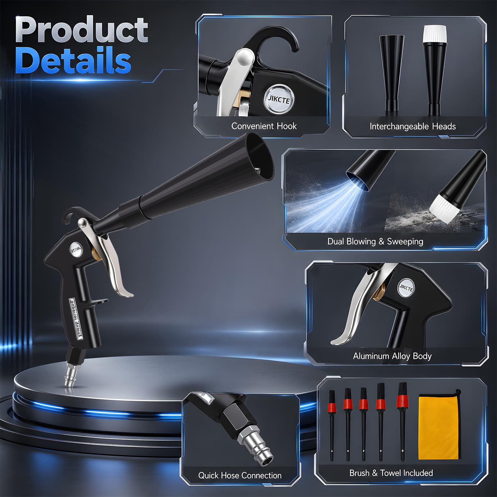Kit Pistolet Nettoyage Voiture à Air Comprimé, Soufflette Alu