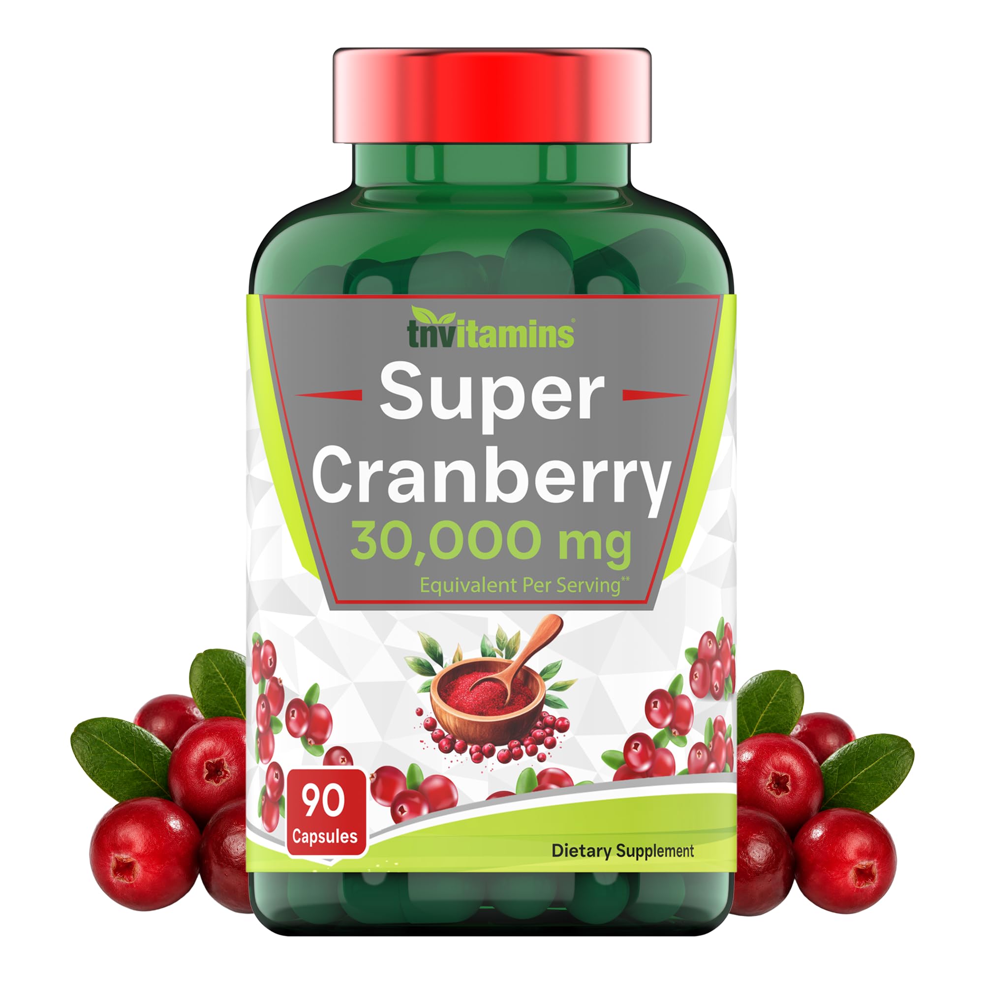 tnvitamins Cranberry Pills for Women & Men - 90 Capsules | Supports Urinary Tract Health* | Cranberry Concentrate Supplement | Bladder & Kidney Support* | Supports Women's Health* | Antioxidants