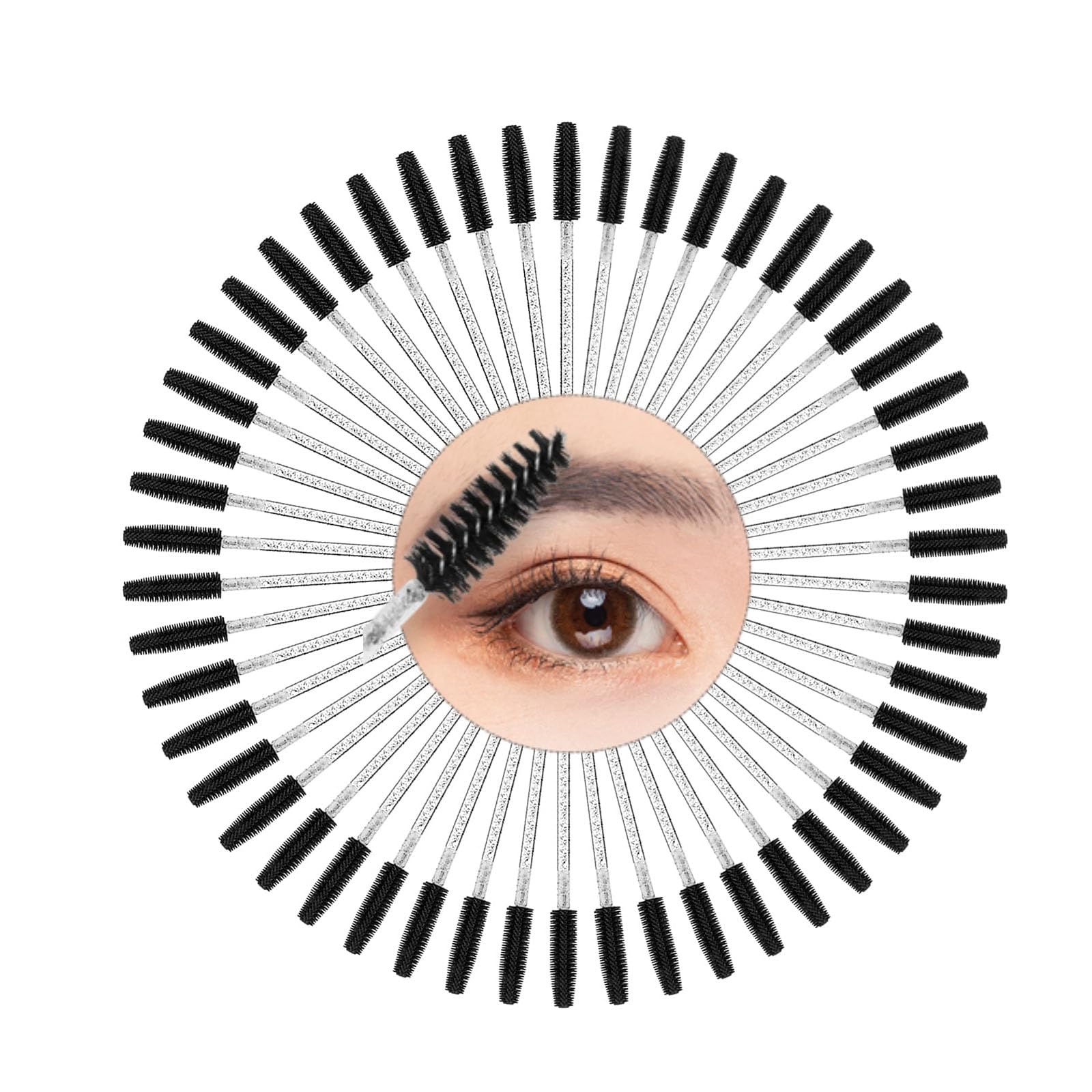 100 Pcs Crystal Eyelash Brush,Mascara Wands Spoolies Disposable Mascara Wands For Eyelash Extensions Crystal Mascara Wands Eyebrow Brushes Spoolies For Makeup Accessories Eye Lash Tools (Black)