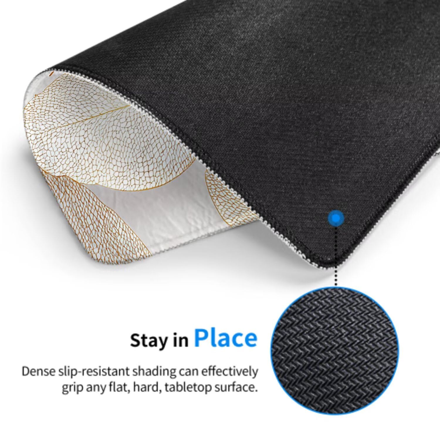 Kremowa podkładka pod mysz XXL 1400 x 600 x 3 mm podkładka pod mysz biurko duża podkładka pod mysz dla graczy liście akcesoria biurko praca laptop klawiatura mysz szyte krawędzie antypoślizgowe w-1728