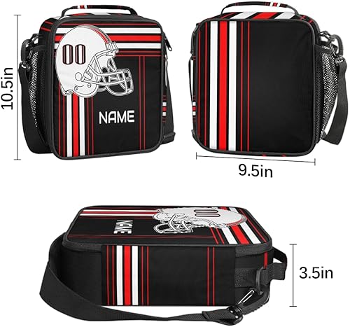 Miniatura 4 de Lonchera personalizada para niños, bolsa térmica con estampado de fútbol americano, contenedor reutilizable para lonchera, regalo personalizado,