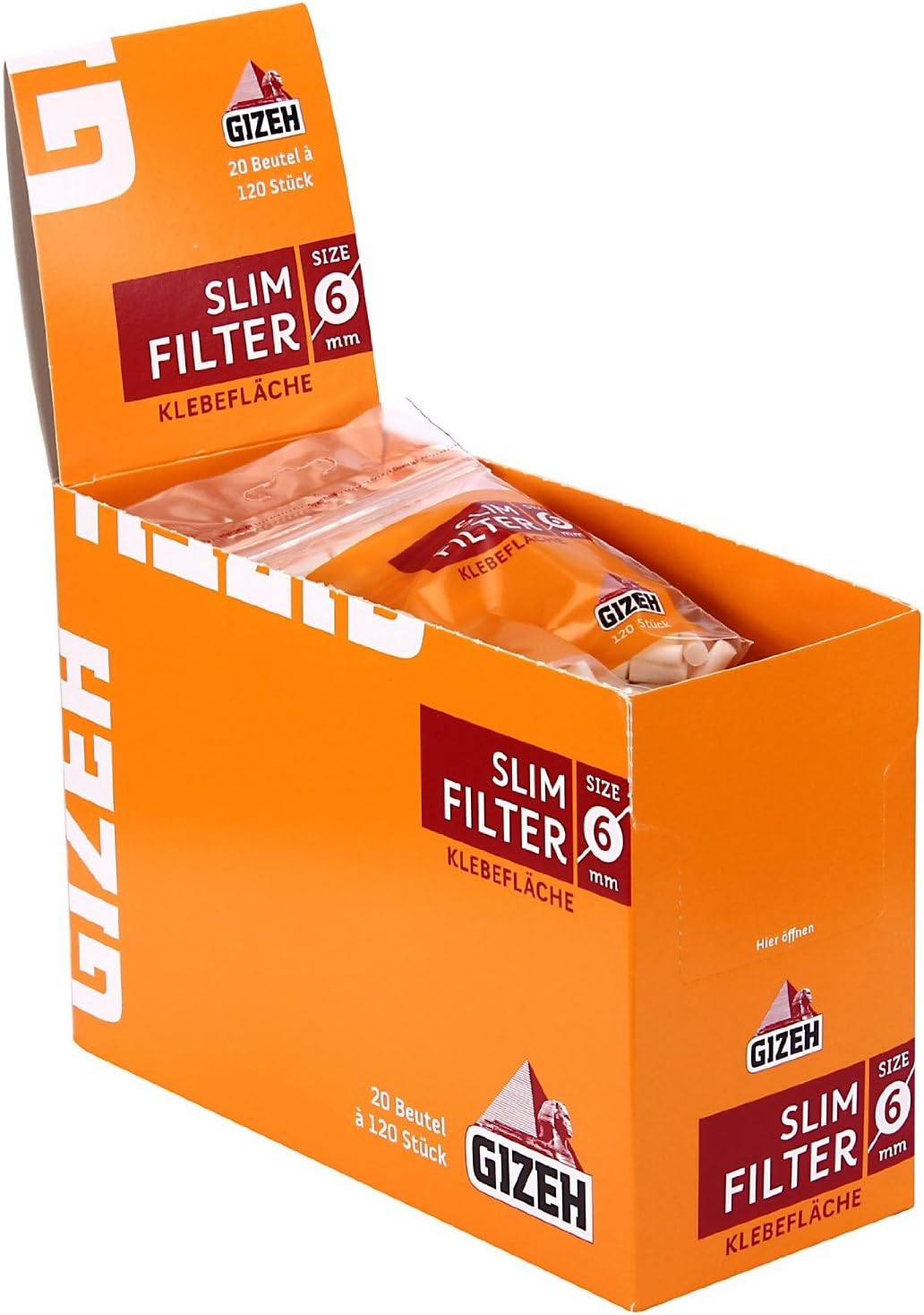 Gizeh Slim Filter 6 mm, 120 Sheets with Adhesive Surface, Brand: Gizeh, Part Number: 19926