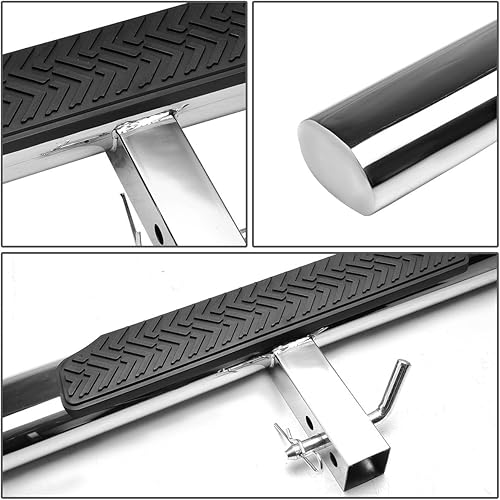 Miniatura 4 de DNA Motoring, estribo de enganche HITST-2-4O-111-SS-T2, clase III, 4 pulgadas, ovalado, plateado