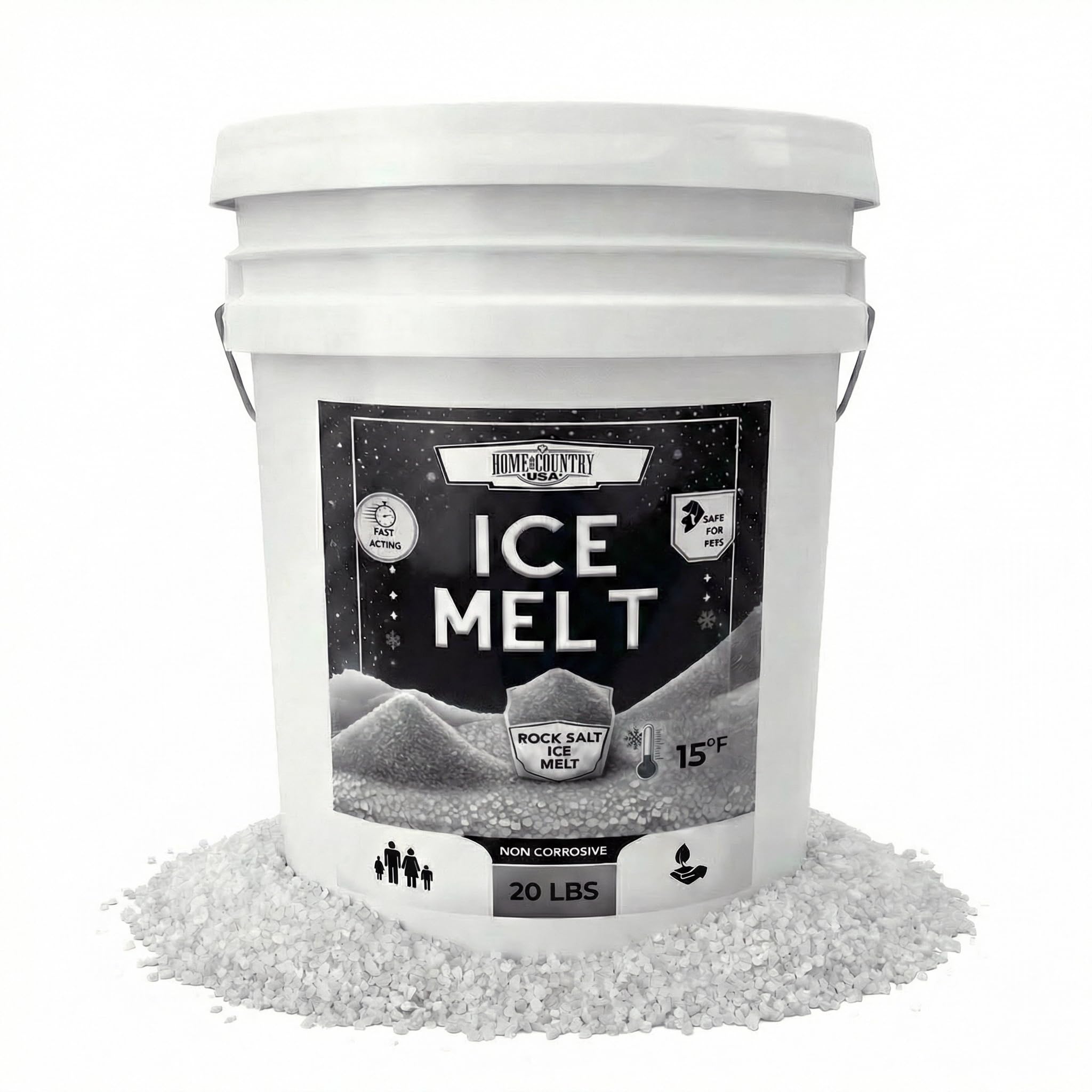 Home and Country Rock Salt Ice Melt Pail