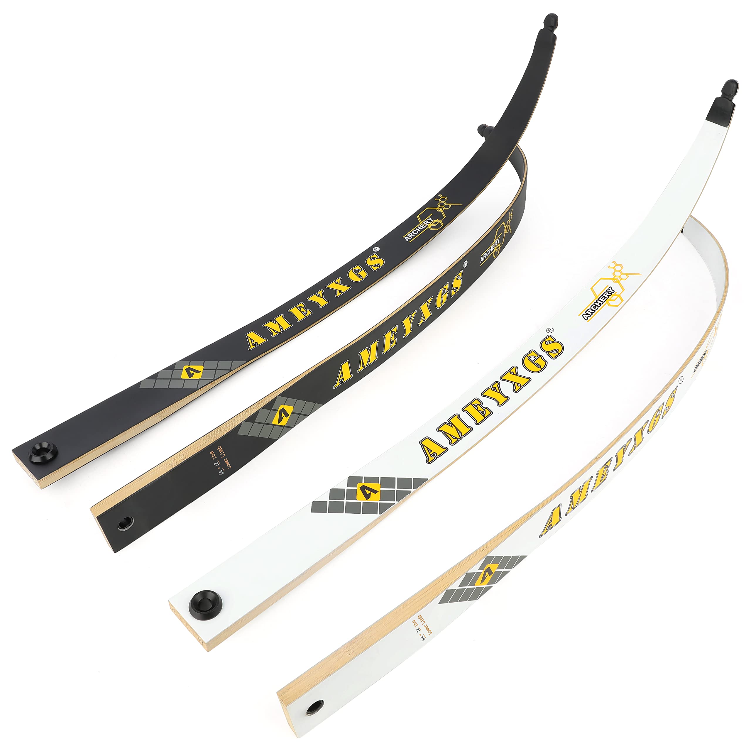 FQH 66’’ 68’’70’’ Archery Bow Limbs 14-40 lbs Takedown Recurve Bow Limbs Adult Beginner Use for Competitive Archery Hunting Target Shooting Training (66 inches（Black）, 16 LBS)