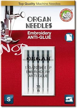 Organ Anti-Glue Super NonStick Embroidery Sewing Machine Needles Size 75/11