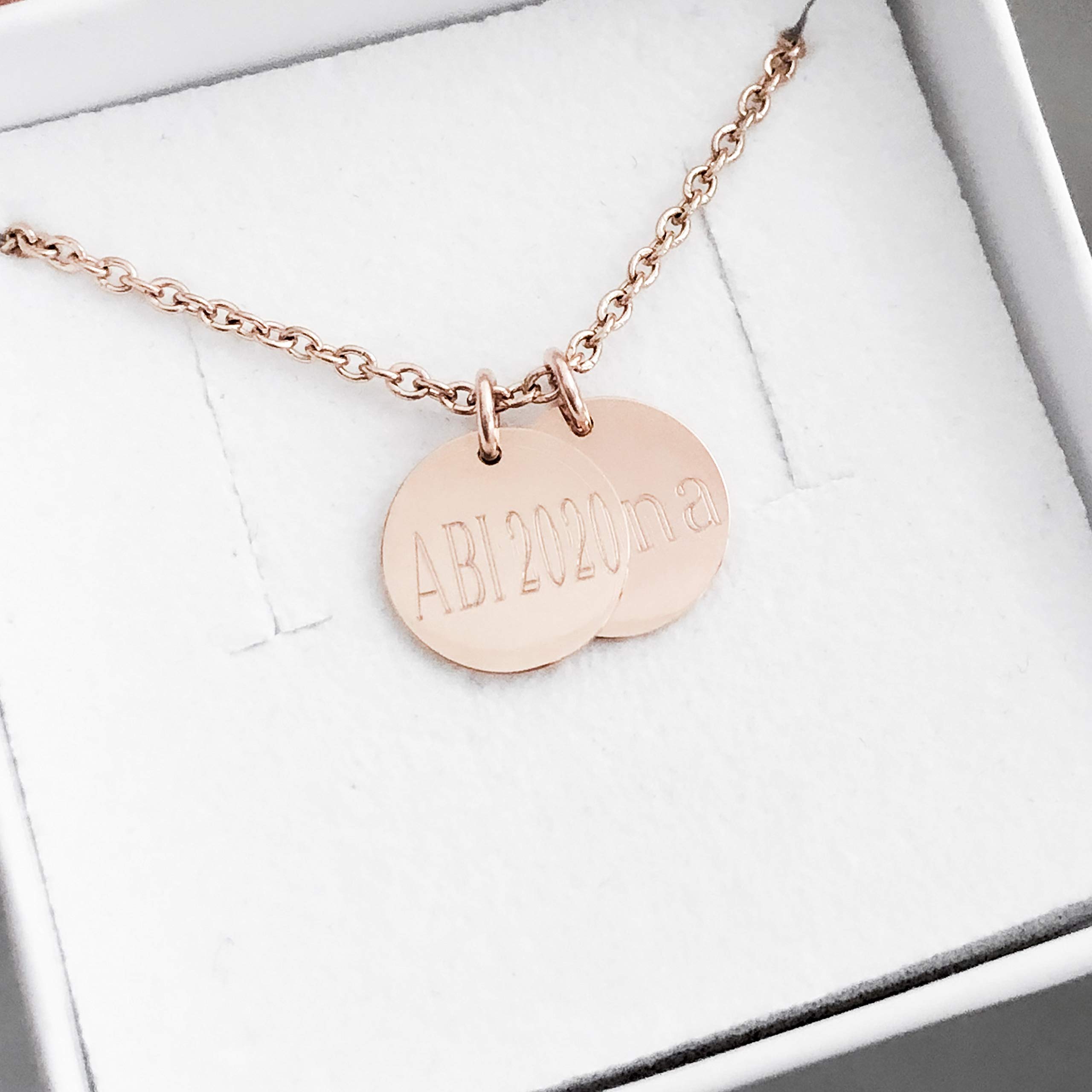 NOVA – Personalisierte Kette mit Gravur für Damen | 2x 10mm Anhänger für Namen | Geschenk für Geburtstag, Valentinstag, Muttertag, Jahrestag | Edelstahl Silber, 18K Vergoldet & Rosévergoldet | Schmuck