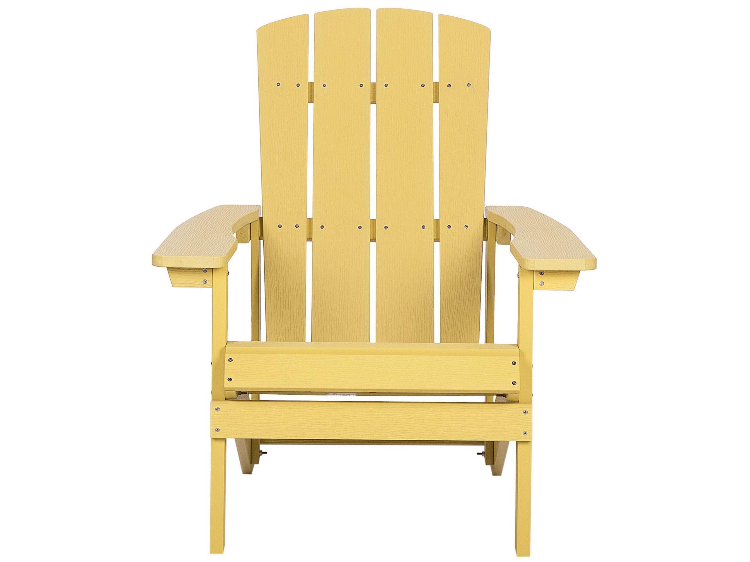 Beliani Silla de jardín Amarilla de Madera sintética con reposapiés Resistente a la Intemperie Estilo Moderno Adirondack
