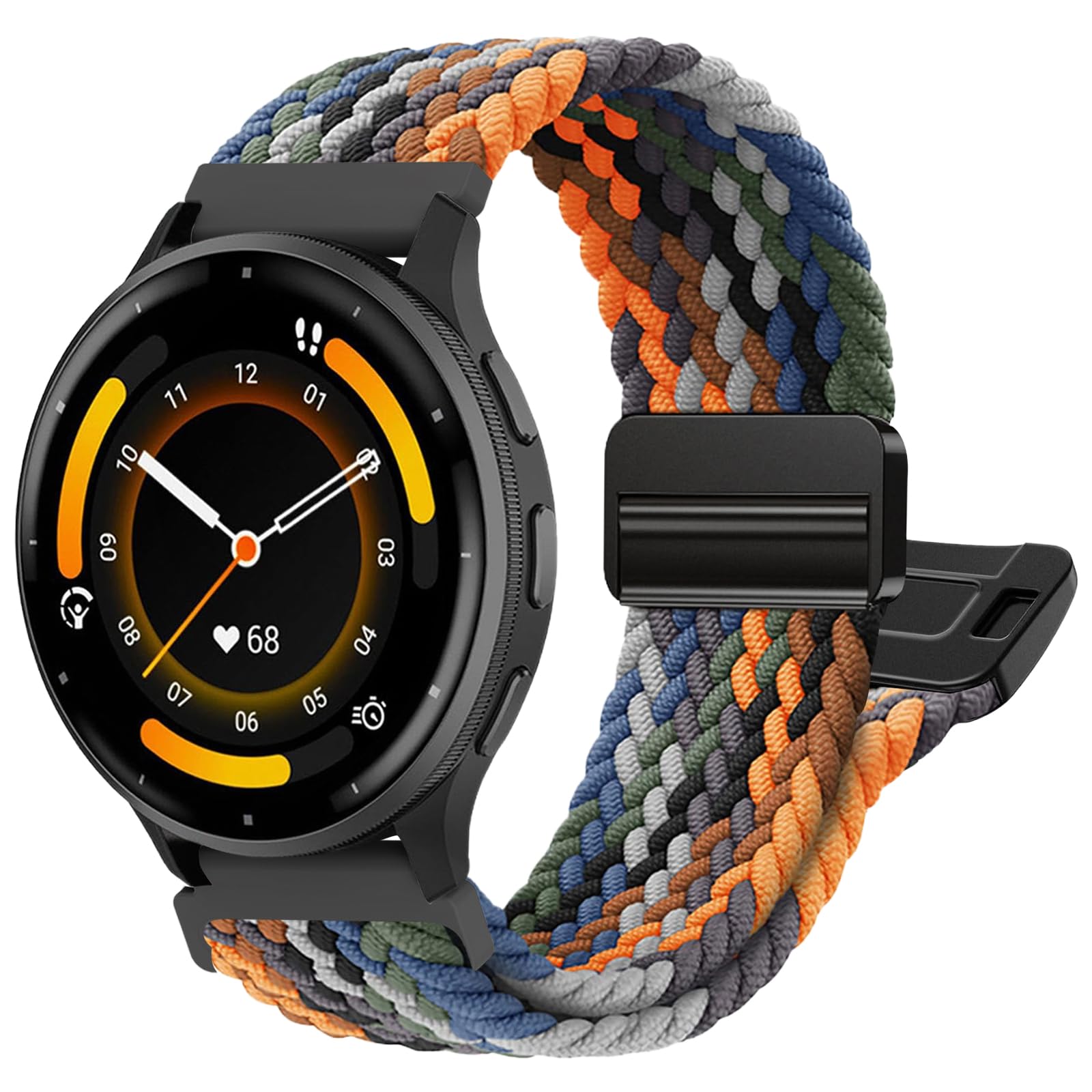 chinbersky Geflochten Armband Kompatibel mit Garmin Vivoactive 5/4/3/Venu/Venu Sq/Venu2 Plus/Forerunner 165/55/245/645/965/955/945/265, 20mm 22mm Magnet Verschluss Stoff Nylon Band für Garmin Armband