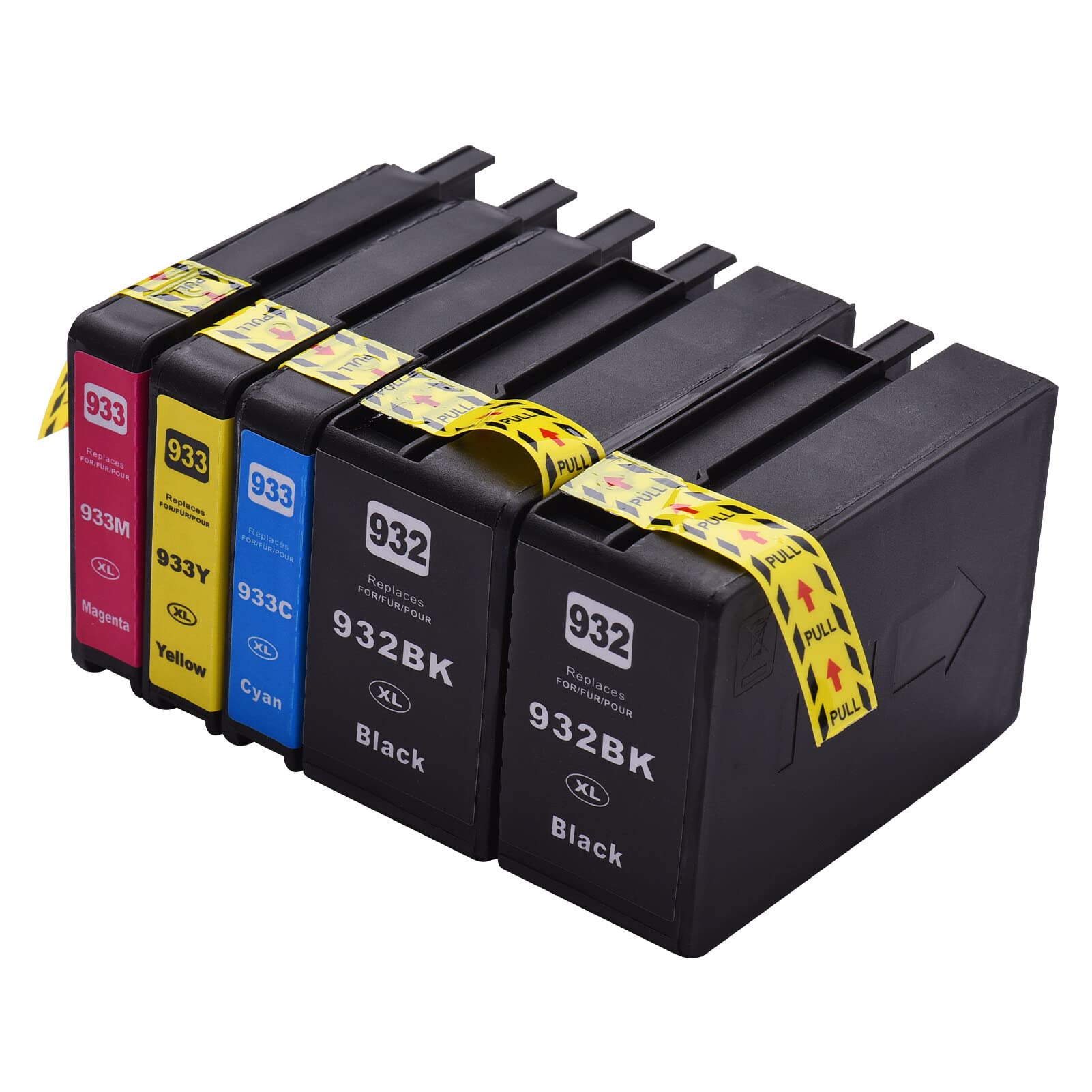 Fawoonu Compatible Ink Cartridge Replacement for 932 933 932XL 933XL High Yield Compatible with HP Officejet 6100 6600 6700 7110 7612 7610 7510 Printer 5-Pack (2 Black, 1 Cyan, 1 Magenta, 1 Yellow)