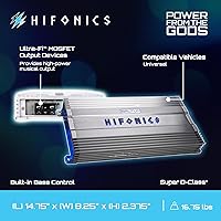 Vista 4 de Hifonics BG-2500.1D Brutus Gamma - Sistema de Sonido para Audio de Coche, Amplificador de Subwoofer, Clase Super D, 2500 W, Monoblock, con Botón