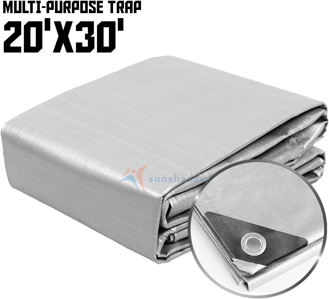 Best Quality 🔥 TANG Sunshades Depot 20 x 30 Feet Heavy Duty 10 Mil Waterproof Silver Poly Tarp Multi Purpose Waterproof Poly Tarp Cover Reinforced Rip-Stop with Grommets